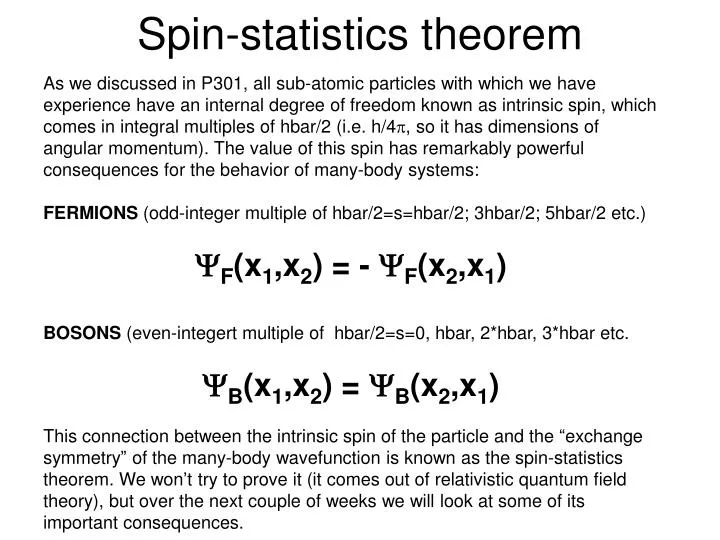 spin statistics theorem