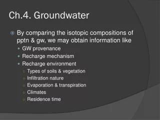 Ch.4. Groundwater