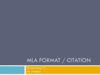 MLA Format / Citation