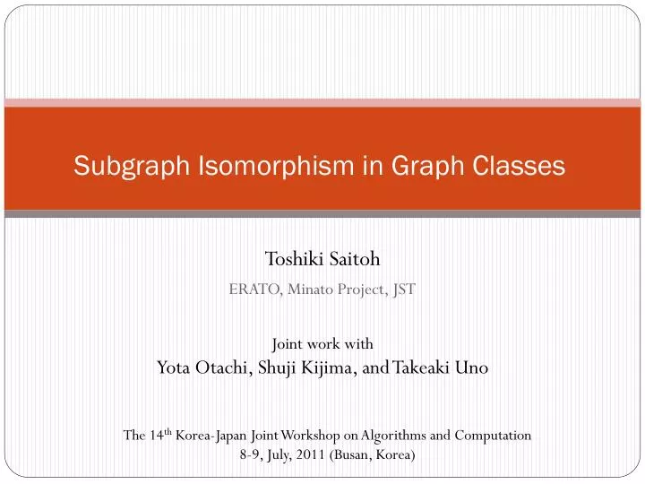 subgraph isomorphism in graph classes