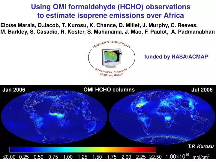 using omi formaldehyde hcho observations to estimate isoprene emissions over africa