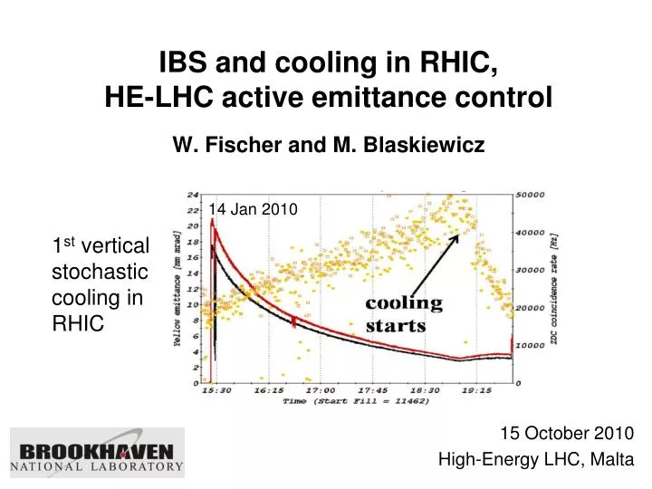 ibs and cooling in rhic he lhc active emittance control w fischer and m blaskiewicz