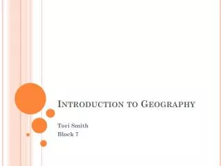 Introduction to Geography