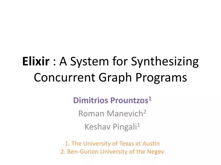 elixir a system for synthesizing concurrent graph programs