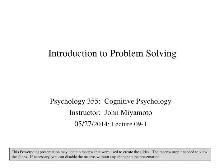 introduction to problem solving