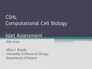 CSHL Computational Cell Biology Islet Assessment