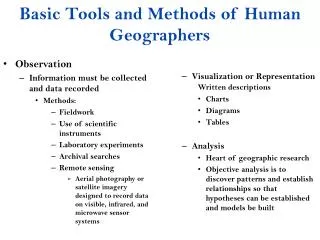 Basic Tools and Methods of Human Geographers