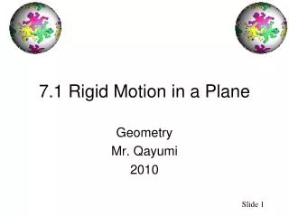 7.1 Rigid Motion in a Plane