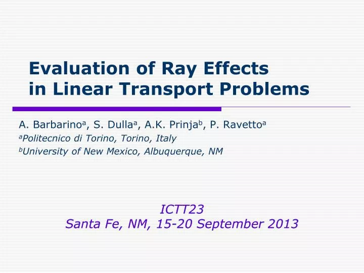 evaluation of ray effects in linear transport problems