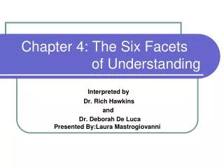 Chapter 4: The Six Facets of Understanding