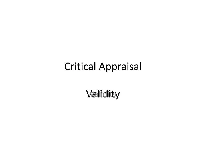 critical appraisal validity