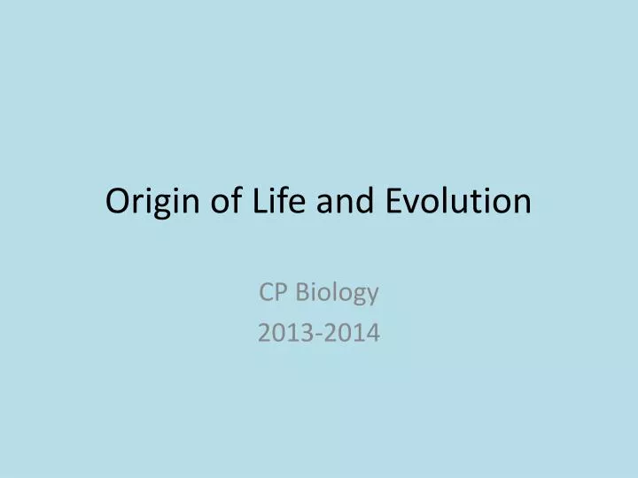 origin of life and evolution