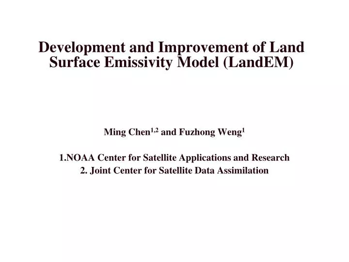 development and improvement of land surface emissivity model landem
