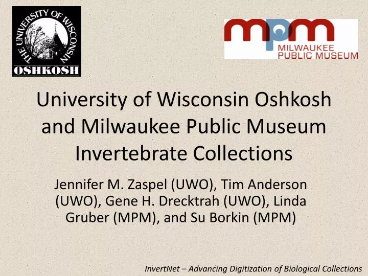 university of wisconsin oshkosh and milwaukee public museum invertebrate collections
