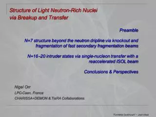 Structure of Light Neutron- Rich Nuclei via Breakup and Transfer