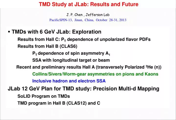 tmd study at jlab results and future