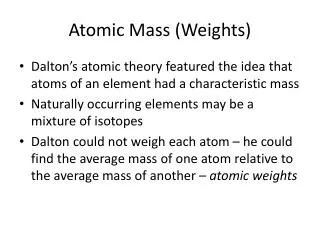 Atomic Mass (Weights)