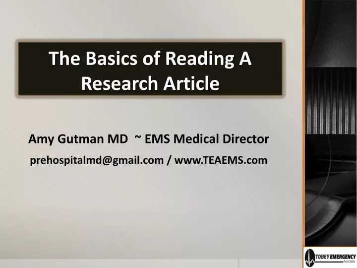 the basics of reading a research article