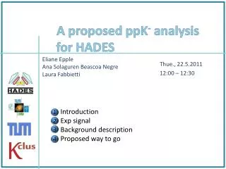A proposed ppK - analysis for HADES