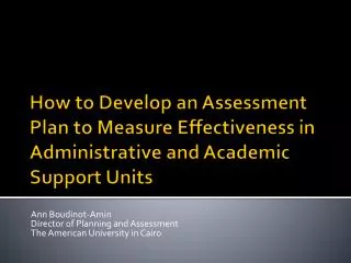 Ann Boudinot-Amin Director of Planning and Assessment The American University in Cairo