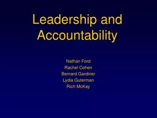 Leadership and Accountability