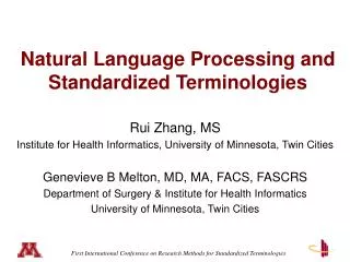 Natural Language Processing and Standardized Terminologies