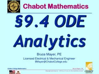 Bruce Mayer, PE Licensed Electrical &amp; Mechanical Engineer BMayer@ChabotCollege.edu