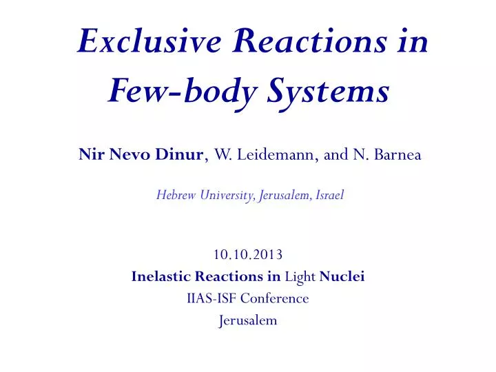 exclusive reactions in few body systems