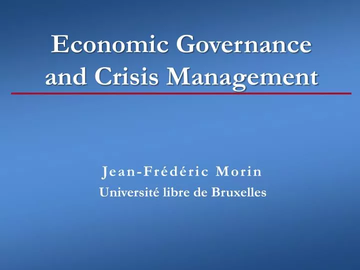 economic governance and crisis management