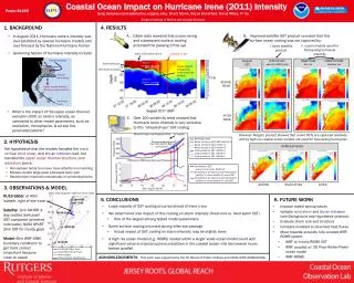 Coastal Ocean I mpact on Hurricane Irene (2011) Intensity