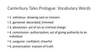 Canterbury Tales Prologue: Vocabulary Words
