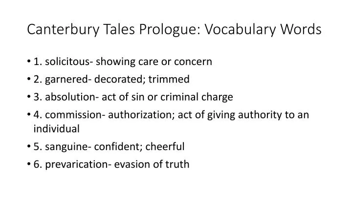 canterbury tales prologue vocabulary words