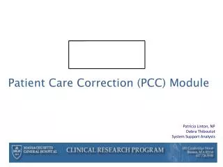 Patient Care Correction (PCC) Module