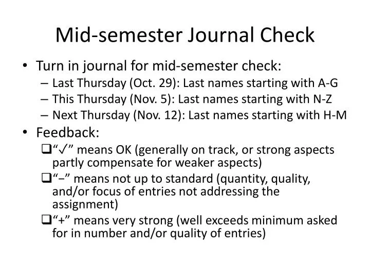 mid semester journal check