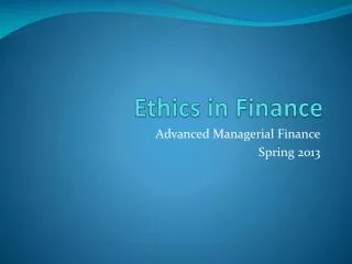 Ethics in Finance