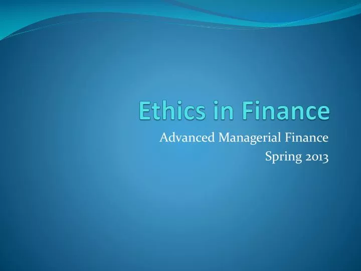 ethics in finance