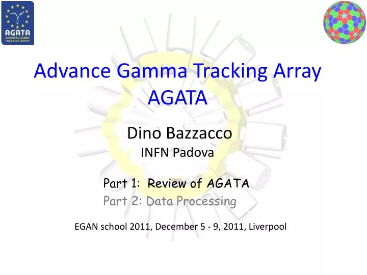 advance gamma tracking array agata dino bazzacco infn padova