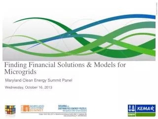 Finding Financial Solutions &amp; Models for Microgrids