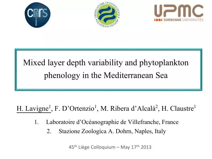 mixed layer depth variability and phytoplankton phenology in the mediterranean sea