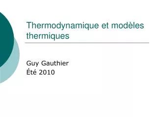 thermodynamique et mod les thermiques