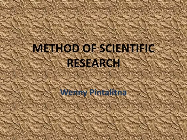 method of scientific research