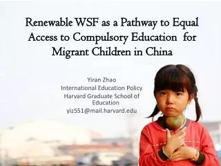 Yiran Zhao International Education Policy Harvard Graduate School of Education