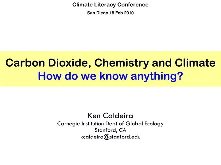 carbon dioxide chemistry and climate how do we know anything