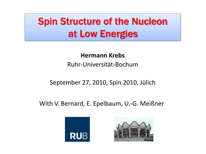 hermann krebs ruhr universit t bochum september 27 2010 spin 2010 j lich