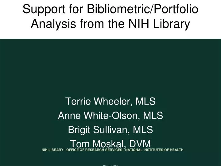 support for bibliometric portfolio analysis from the nih library