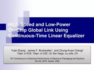 High-Speed and Low-Power On-Chip Global Link Using Continuous-Time Linear Equalizer