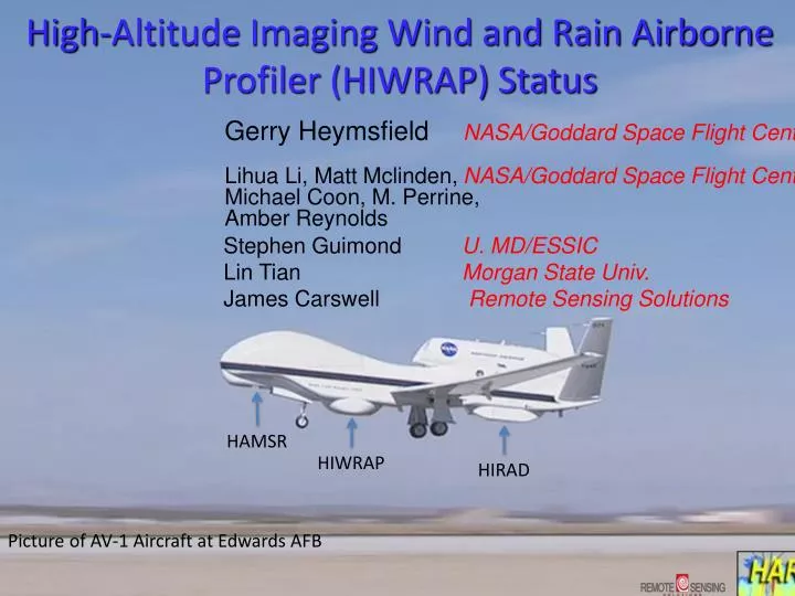 high altitude imaging wind and rain airborne profiler hiwrap status