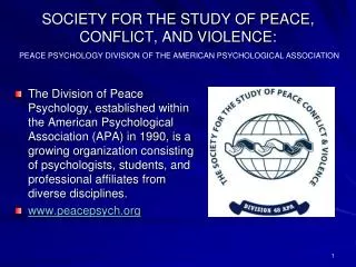 SOCIETY FOR THE STUDY OF PEACE, CONFLICT, AND VIOLENCE: