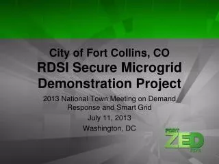 City of Fort Collins, CO RDSI Secure Microgrid Demonstration Project
