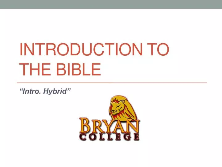 introduction to the bible